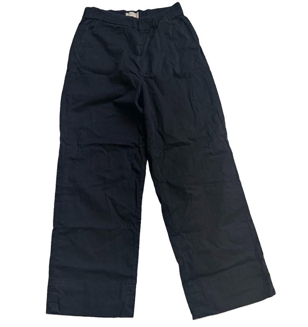 Everlane Womens The Everywhere Pant Black High Rise Barrel Leg Pants Cotton 8